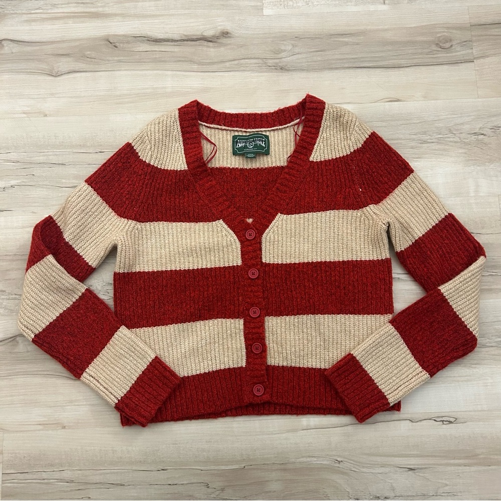 American Eagle Striped Button Cropped Cardigan Sweater Women’s Size Medium